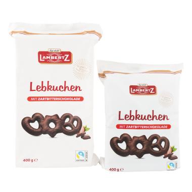Die alte und neue Verpackung des Lambertz Lebkuchen im Vergleich nebeneinander.