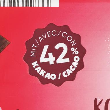 Angabe über Kakaogehalt in der Kochschokolade von Back Family