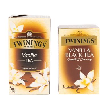 Die alte und neue Packung des Twinings Vanilla Teas zum Vergleich nebeneinander. 