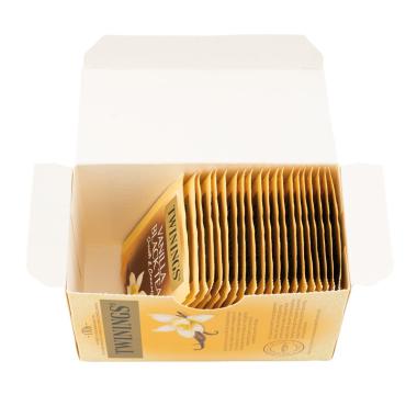 Die offene Packung des Twinings Vanilla Teas. 