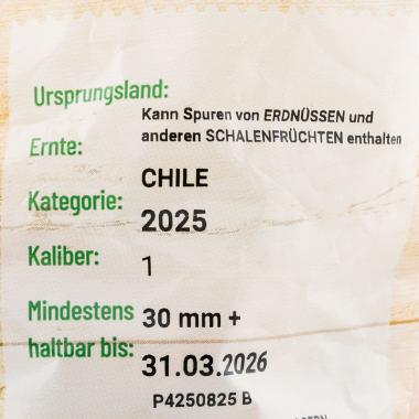 Die Herkunftskennzeichnung auf der Packung Spar Walnüsse in grüner und schwarzer Schrift auf weißem Hintergrund.