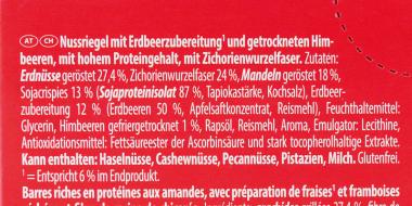 Zutatenliste, rot mit weißer Schrift