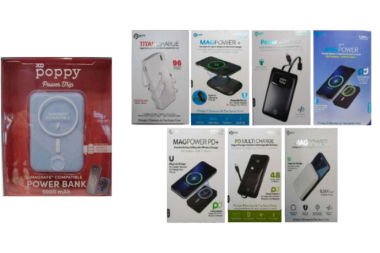 8 verschiedene Powerbanksverpackungen als Collage
