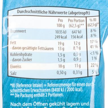 Carloni Mozzarella: Die Portionsgröße wurde mittlerweile angepasst. Die Angaben sind etwas realistischer. (Bild: VKI)