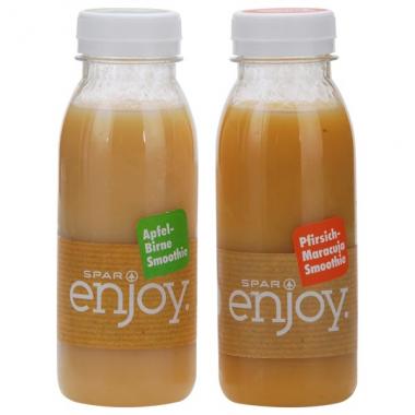 Spar Enjoy Smoothies Apfel-Birne & Pfirsich-Maracuja (Bild: U. Payer/VKI)