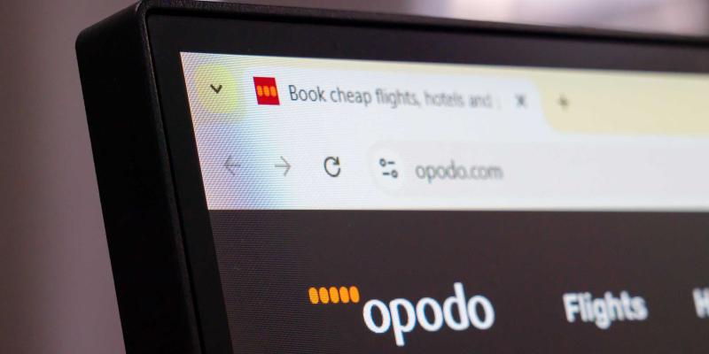 Opodo-Flugbuchung auf einem Bildschirm