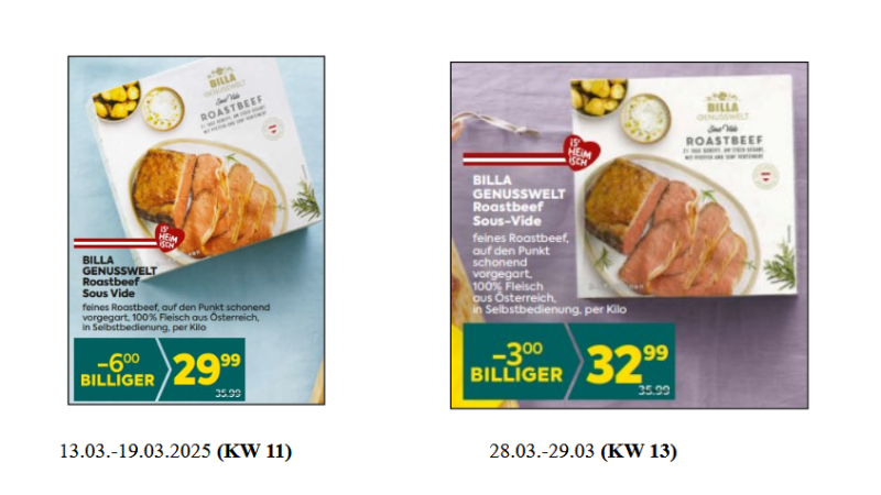 Zwei Inserate von Billa zeigen irreführende Rabatte