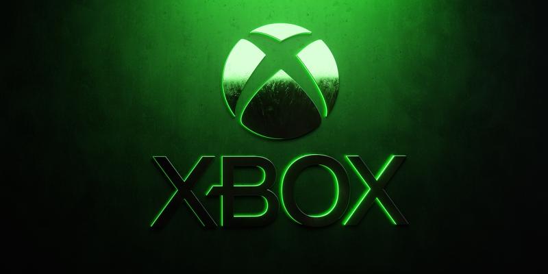 Xbox Logo vor dunklem Hintergrund mit neongrüner Beleuchtung Videospielkonsolenmarke