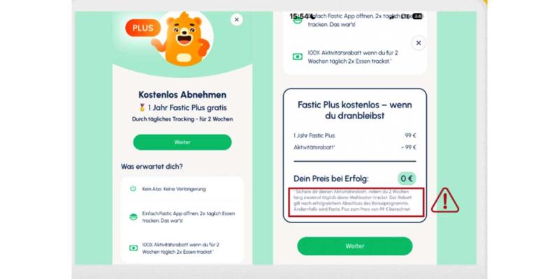 Der Screenshot zeigt die Fastic-Bestellmaske 
