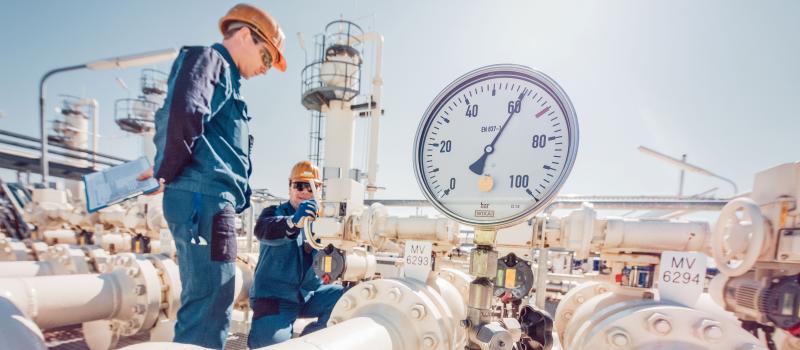 Arbeiter bei Gaspipelines