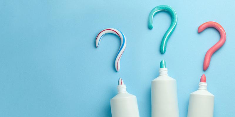 Zahnpasten Tuben Fragezeichen
