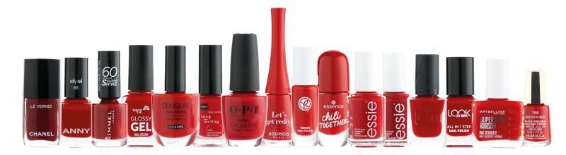 16 rote Nagellacke