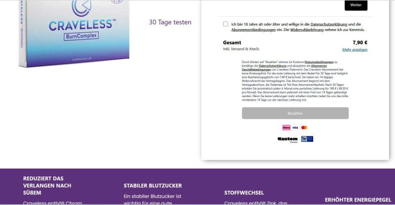 Der Screenshot zeigt die irreführende Preisangabe und das Kleingedruckte