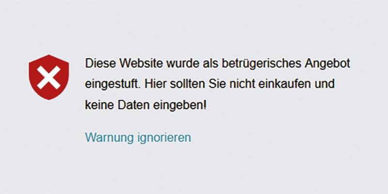 Fake-Shop Detector Screenshot Warnung