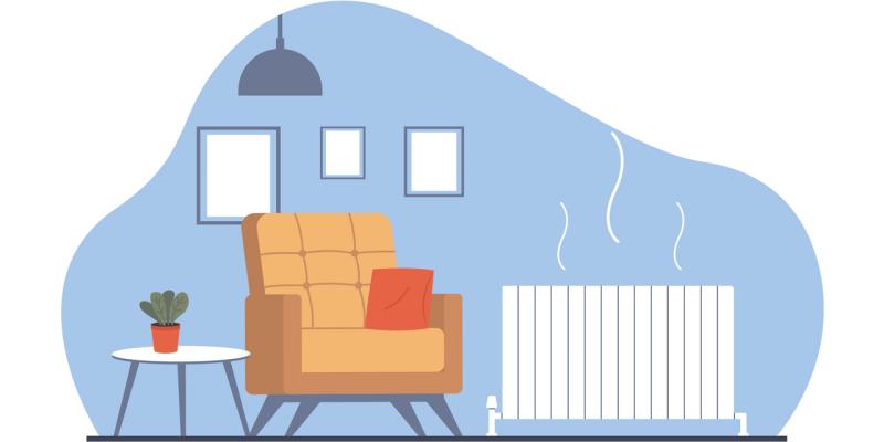 Wohnzimmer Möbel Heizkörper Vektorgrafik