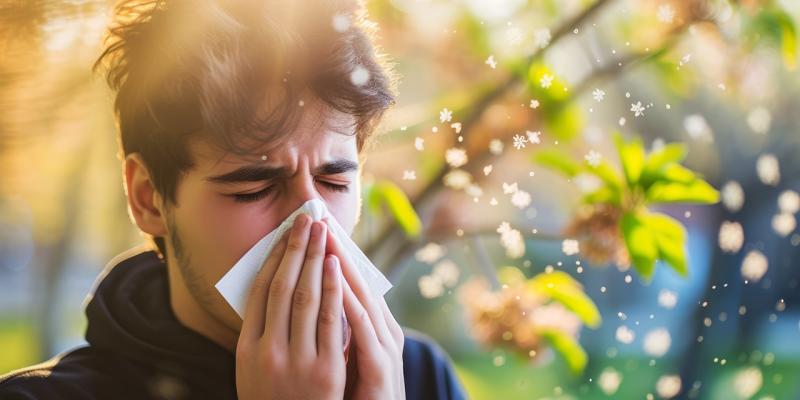 Mann Pollen Allergie Frühling Taschentuch