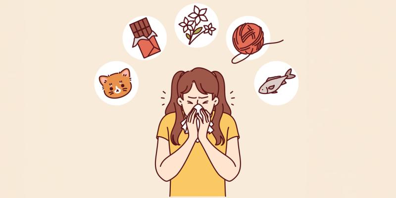 Mädchen Allergie Taschentuch Auslöser Illustration