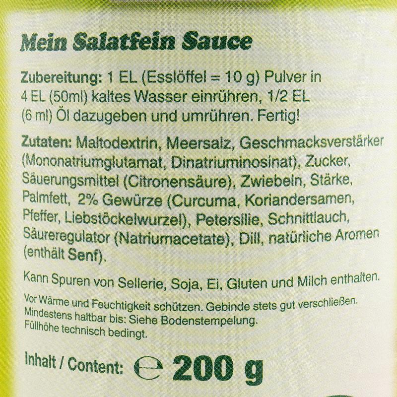 Zutatenliste Maistro Mein Salatfein