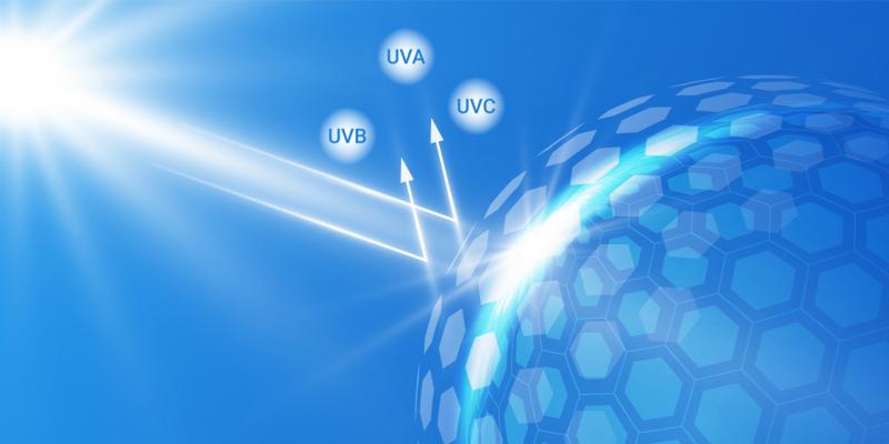  Kugelkuppel blockiert UV-Strahlen blauer Hintergrund