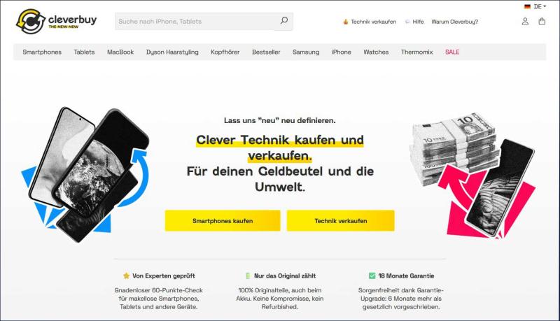 Startseite von Cleverbuy 