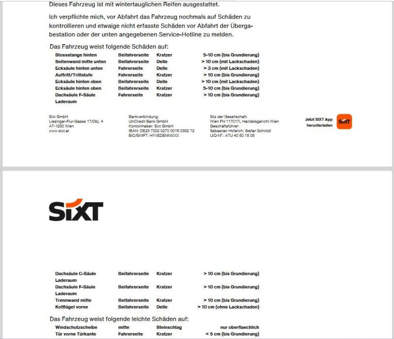 Die Liste der Schäden im Mietvertrag ist lang