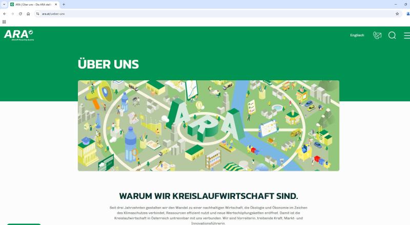 Screenshot der ARA Homepage: Warum wir Kreislaufwirtschaft sind