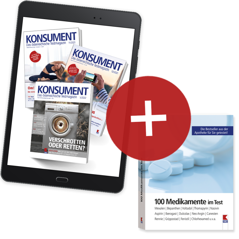KONSUMENT-Online-Abo inklusive "100 Medikamente im Test" als Willkommensgeschenk