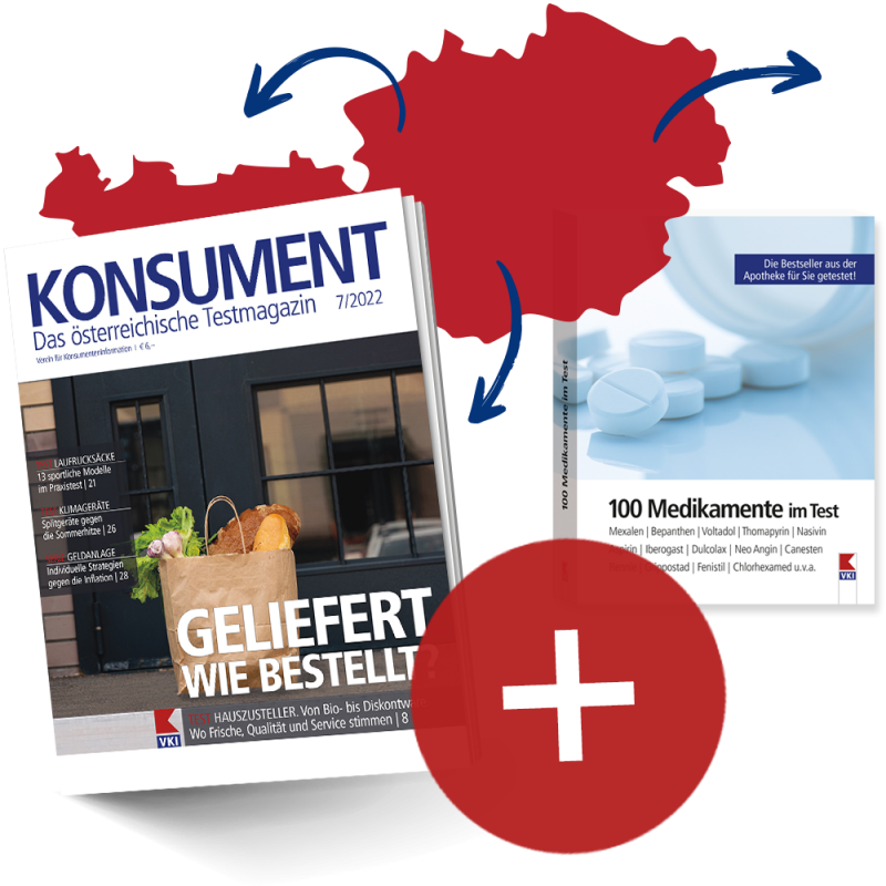 KONSUMENT-Auslands-Abo inklusive "100 Medikamente im Test" als Willkommensgeschenk
