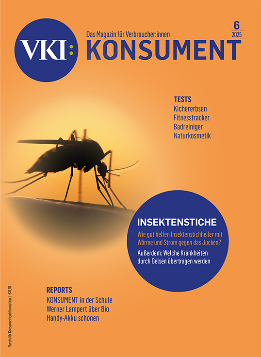 Konsument-Cover zeigt eine Gelse - es geht um Mittel gegen Gelsenstiche