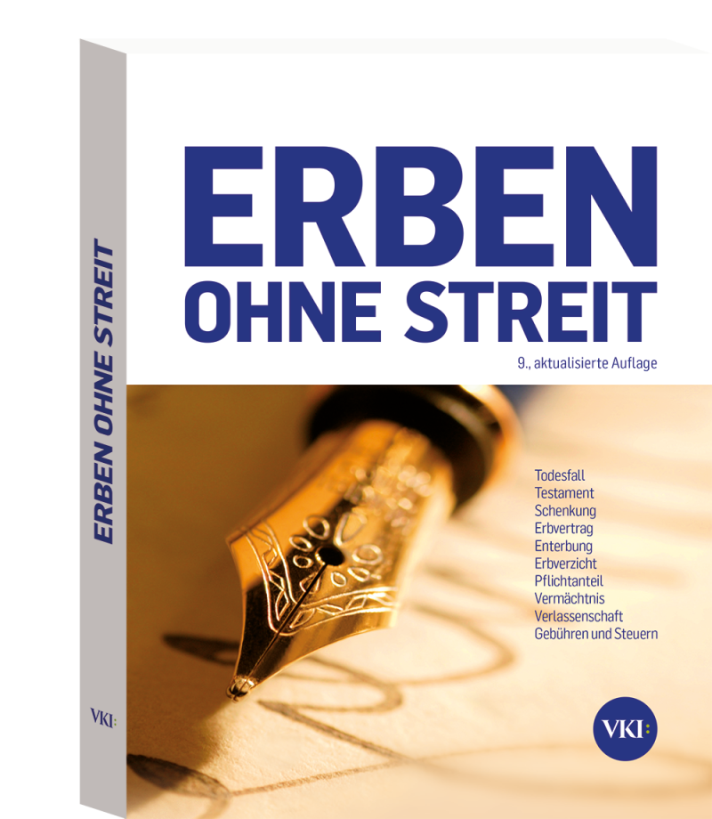 Cover des VKI-Ratgeberes "Erben ohne Streit" - 9.Auflage, 11/2025