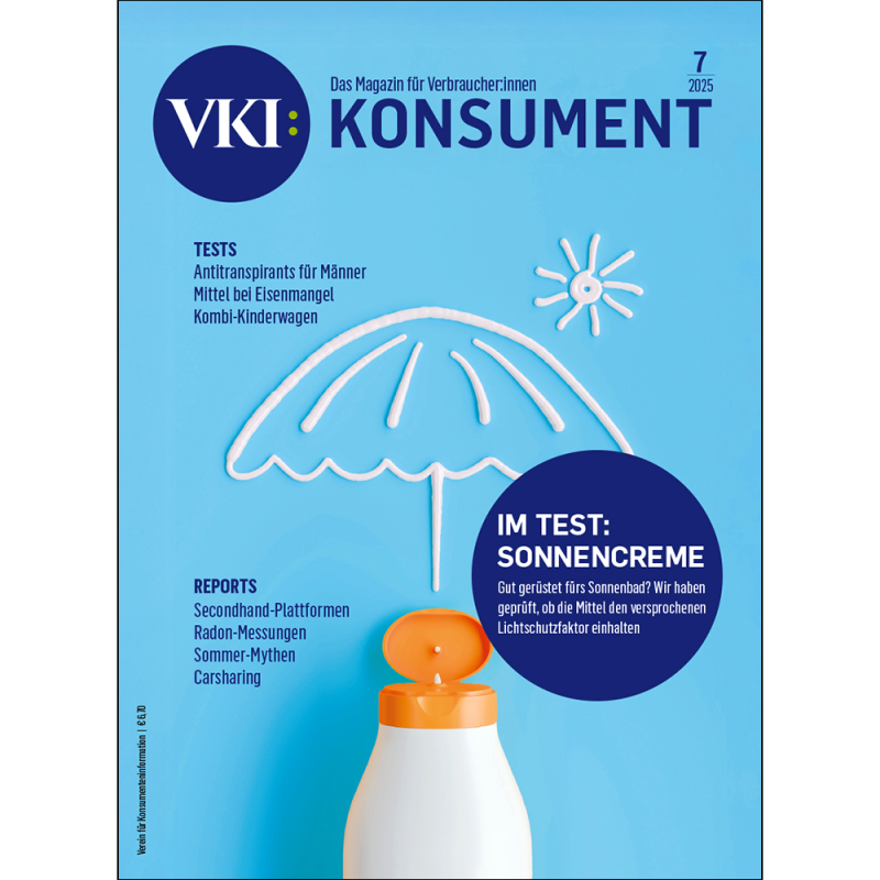KONSUMENT-Cover 7/2025 illustriert das Thema Sonnenschutz 